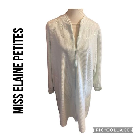 Miss Elaine Petites Quilted 90’s Vintage Zip Robe - Seafoam Green - Size PL - Picture 1 of 14